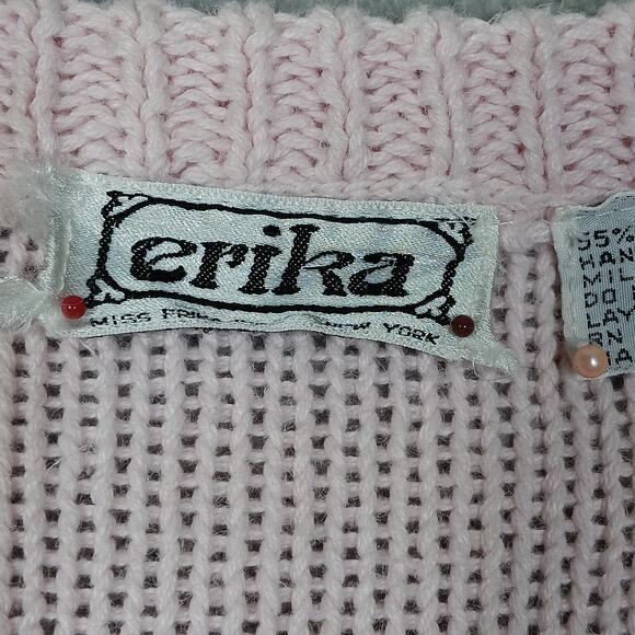 Vintage Erika Cable Knit Sweater Size Medium Pastel Pink - Picture 5 of 6